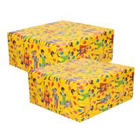 Club van Sinterklaas inpakpapier - 4x - cadeaupapier - geel - 200 x 70 cm - pakjesavond