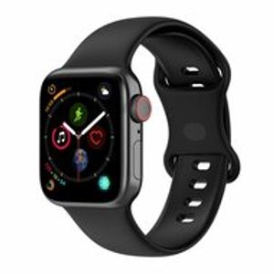 Siliconen sportbandje - Zwart - Maat: M/L - Geschikt voor Apple Watch 38mm / 40mm / 41mm