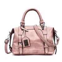 Mode casual retro olie PU schoudertas dames handtas messengertas (roze)