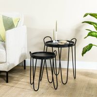 Haluta - Ronde Acacia Salontafel Lara - Set van 2 - Zwart