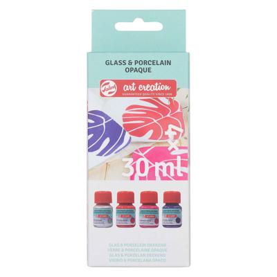 Talens art creat.glas & porselein dekkend 4 x30ml roze zilver