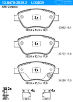 Remblokkenset, schijfrem ATE Ceramic ATE, u.a. fÃ¼r Opel, Vauxhall - thumbnail