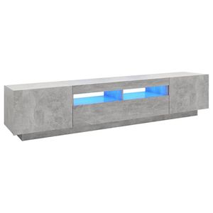 The Living Store TV-meubel Betongrijs - Hifi-kast met LED-verlichting - 200 x 35 x 40 cm - RGB LED - USB-aansluiting -