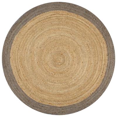 VidaXL Vloerkleed handgemaakt met grijze rand 150 cm jute