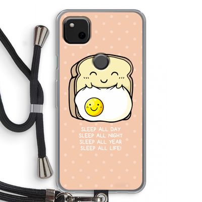 Sleep All Day: Pixel 4a Transparant Hoesje met koord