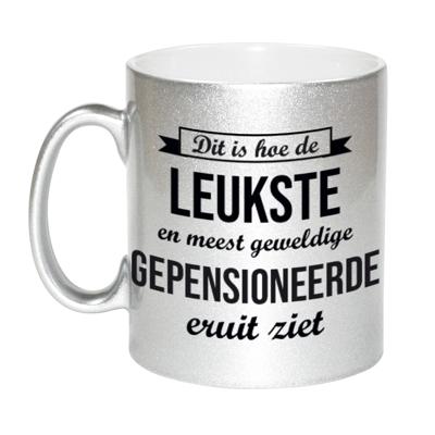 Hoe de leukste gepensioneerde eruitziet koffiemok - beker - zilver - bedankt cadeau - collega 330 m