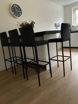 Set van 4 leren barstoelen - zwart leer - Echt leer, Modern, ontdek de vele Leersoorten en Kleuren bij ShopX