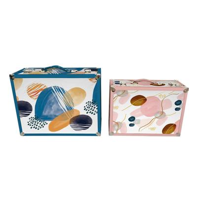 Set decoratieve dozen DKD Home Decor Abstract Hout Polyester (43 x 19 x 34 cm) (2 pcs)