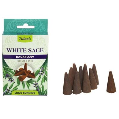 Wierook kegeltjes in huisgeur Witte Salie - 10x kleine kegeltjes - Ontspannend