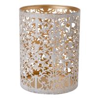 Cosy & Trendy Waxinelichthouder - wit/goud - antiek look - 13 cm - Windlichtjes/kaarsenhouders Cosy & Trendy Waxinelichthouder - wit/goud - antiek look - 13 cm - Windlichtjes/kaarsenhouders