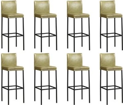 Set van 8 Olijfgroene leren moderne barkrukken Break - poot vierkant zwart - Vintage Leer Olive (olijfgroen leer)