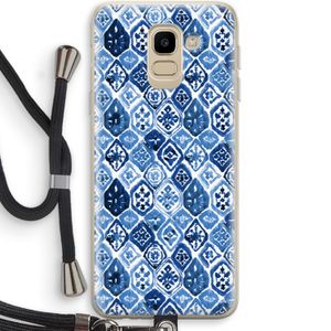 Blauw motief: Samsung Galaxy J6 (2018) Transparant Hoesje met koord