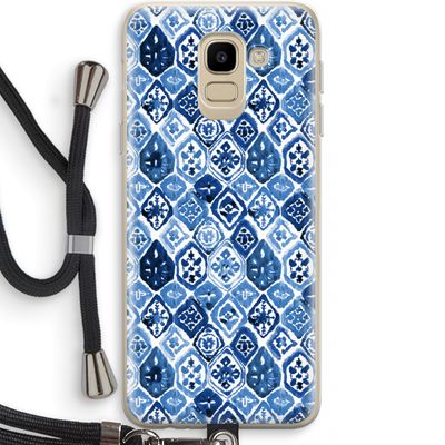 Blauw motief: Samsung Galaxy J6 (2018) Transparant Hoesje met koord