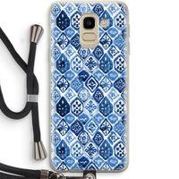 Blauw motief: Samsung Galaxy J6 (2018) Transparant Hoesje met koord