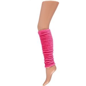 Pluche beenwarmers neon roze   -