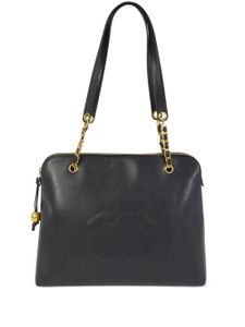 CHANEL Pre-Owned sac cabas en cuir à logo CC cousu (1995) - Noir