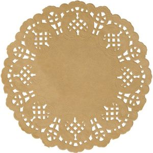 10x Bruine/naturel ronde placemats 35 cm papier kant uiterlijk