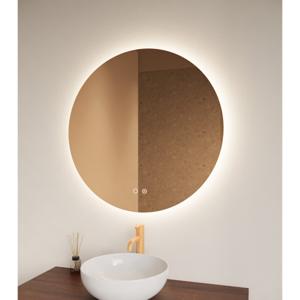 Badkamerspiegel Oko Koper | 80 cm | Rond | Indirecte LED verlichting | Touch button | Met spiegelverwarming