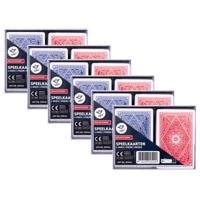 Longfield games 6x sets Speelkaarten - blauw/rood - 6x 54 kaarten - klassiek - kaartspel