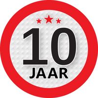 10 jaar leeftijd sticker rond 9 cm verjaardag versiering