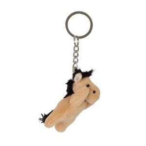 Pluche lichtbruin paarden knuffel sleutelhanger 6 cm