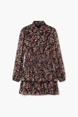 Korte bloemenjurk - BLACK - M