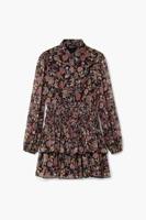 Korte bloemenjurk - BLACK - M