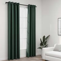 VidaXL Gordijnen linnen-look verduisterend ogen 2 st 140x225 cm groen