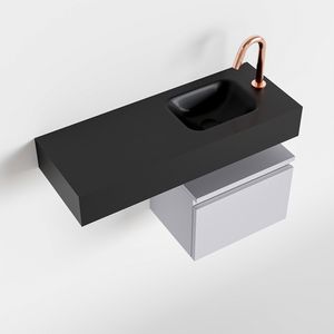 Toiletmeubel Mondiaz Andor | 80 cm | Meubelkleur Cale | Lex vrijhangend wastafel Urban Rechts | 1 kraangat