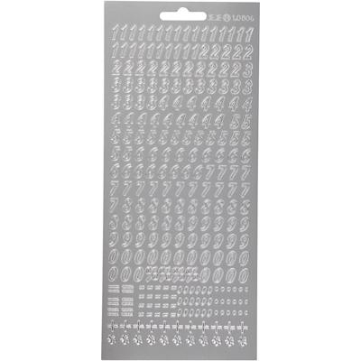 Creativ Company Stickers, cijfers, vel 10x23 cm, zilver, 1 vel