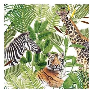 20x Papieren servetjes wilde dieren in jungle print 33 x 33 cm