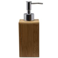 Zeeppompje - bamboe hout - bruin - 17 cm - navulbare zeepdispenser
