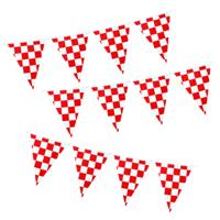 Vlaggenlijn Brabant Carnaval - 3x - 10 m - Carnaval - rood/wit geblokt - kunststof