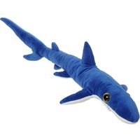 Grote pluche blauwe haai knuffel 110 cm speelgoed - thumbnail