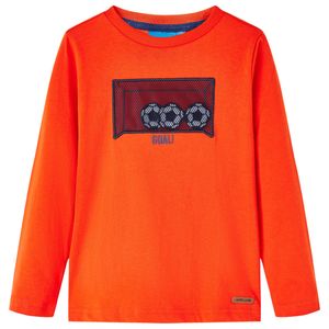 Kindershirt met lange mouwen voetbaldoelprint 104 feloranje