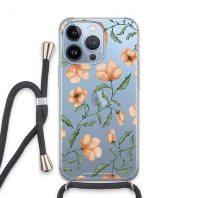 Peachy flowers: iPhone 13 Pro Transparant Hoesje met koord