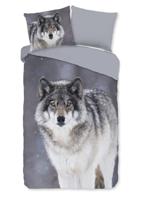 Good Morning Dekbedovertrek "wolf" - Grijs - (140x200/220 cm) - Katoen Flanel