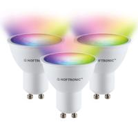 Set van 3 Smart GU10 Spots - 38° - 5,5 Watt 345 lumen - RGBWW - Wifi & Bluetooth - Bestuurbaar via app - Google Home, Amazon Alexa en Siri - Smart lampen