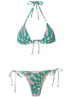 Amir Slama bikini à imprimé géométrique - Vert - thumbnail