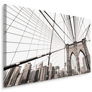 Schilderij Brooklyn Bridge close-up, beige, prachtige wanddecoratie