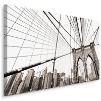 Schilderij Brooklyn Bridge close-up, beige, prachtige wanddecoratie - thumbnail