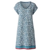 Mouwloze jacquardgebreide jurk van bio-katoen, blauw-motief Maat: 44/46
