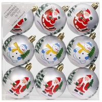 9x Kunststof kerstballen met kerstmannen en sneeuwpoppen 6 cm - Kerstbal