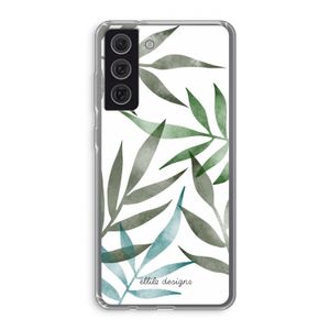 Tropical watercolor leaves: Samsung Galaxy S21 FE Transparant Hoesje