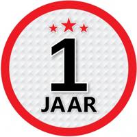 1 jaar leeftijd sticker - rond - Dia 15 cm - 1 jaar verjaardag - jubileum - leeftijd versiering