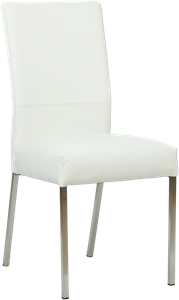 Gebroken witte leren moderne eetkamerstoel Real - poot vierkant rvs - Hermes Leer Bianco (gebroken wit leer)
