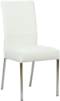 Gebroken witte leren moderne eetkamerstoel Real - poot vierkant rvs - Hermes Leer Bianco (gebroken wit leer)