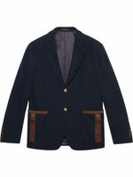 Gucci single-breasted Web-trim jacket - Bleu