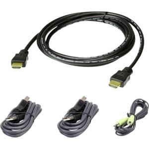 ATEN KVM Aansluitkabel [1x HDMI-stekker, USB-A 2.0 stekker, Jackplug male 3,5 mm - 1x HDMI-stekker, Jackplug male 3,5 mm, USB 2.0 bus B] 1.80 m Zwart