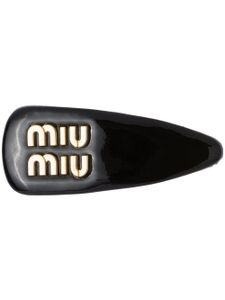 Miu Miu barrette en cuir verni - Noir